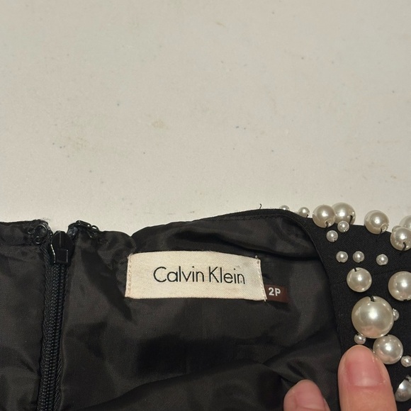 Calvin Klein Black Midi Dress with Embellished Neckline - Picture 5 of 10